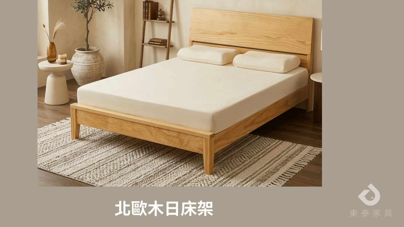 北歐風原木床架｜北歐木日床架